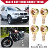 Car Motorcycle 4 Pcs Banjo Bolt Hose Barb Fitting 8mm ID 6mm OD