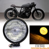 Harley Chopper Bobber 4.5" Black Bates Style Headlight w/Clear Lens