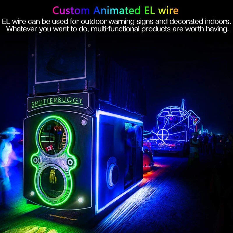 Car Home with USB Controller 2M Blue Flexible EL Wire Neon Glow Light Strip