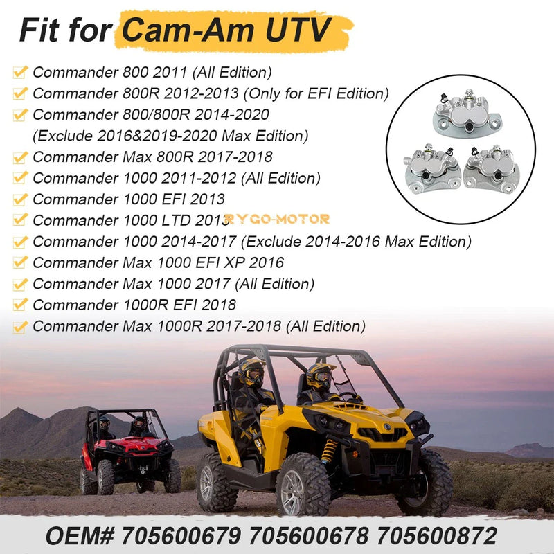 Can-Am Commander 800R Max Front & Rear Brake Calipers w Pads (2011–2020)
