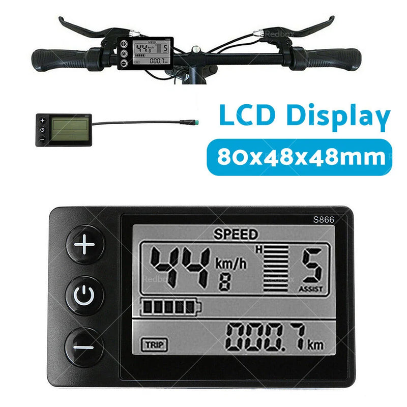 Electric Bike S866 24V / 36V / 48V Waterproof Plug LCD Display