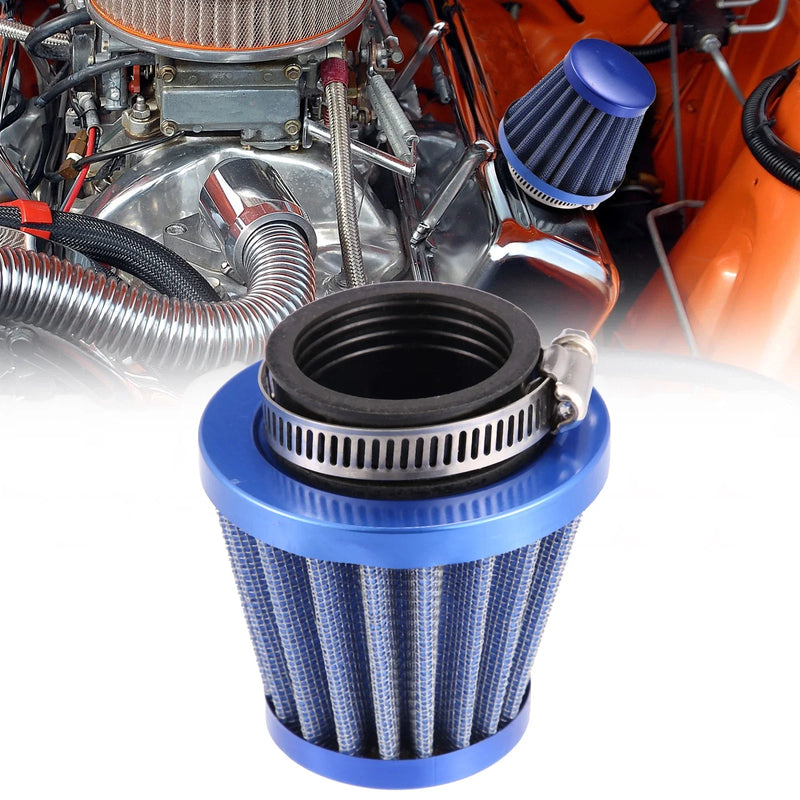 Motorcycle 38mm Air Filter Cleaner Round Tapered Blue