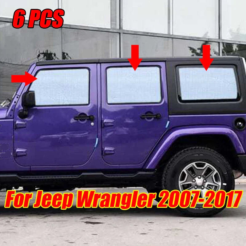 Jeep Wrangler 4-Door 6 x Side Seat Window Privacy Sunshade Cover (2007–2017)