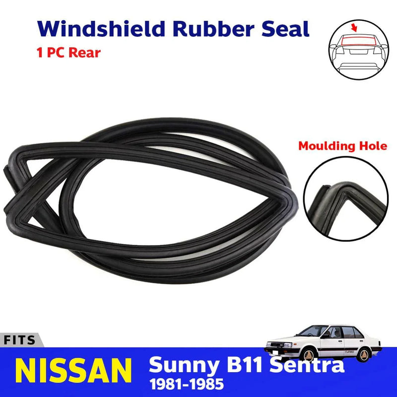 Windshield Rubber Rear w Moulding Hole Fits Nissan Sentra Sunny B11 4D 1981-85