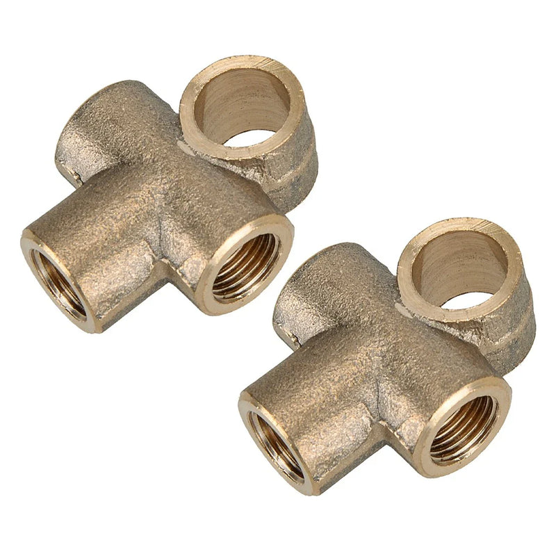 2 x Brake Line Pipe Brass T 3-Way Female Thread Distributor