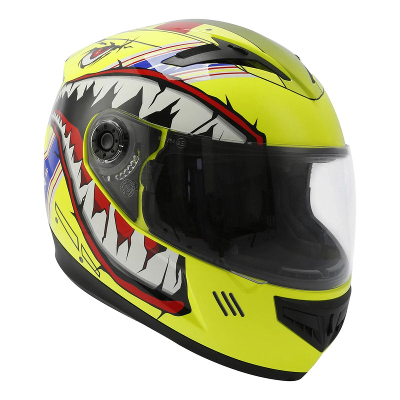 Kids M-XXL Youth Full Face Motorcycle Helmet DOT Shark Yellow