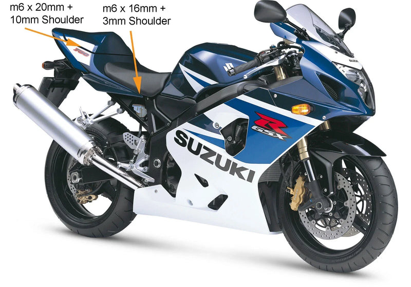 Suzuki GSX-R600 R750 4x Rear Fairing Seat Bolt (2004–2005)