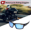 Men and Women Motorcycle Riding Goggles Blue Lens Black Frame Glasses