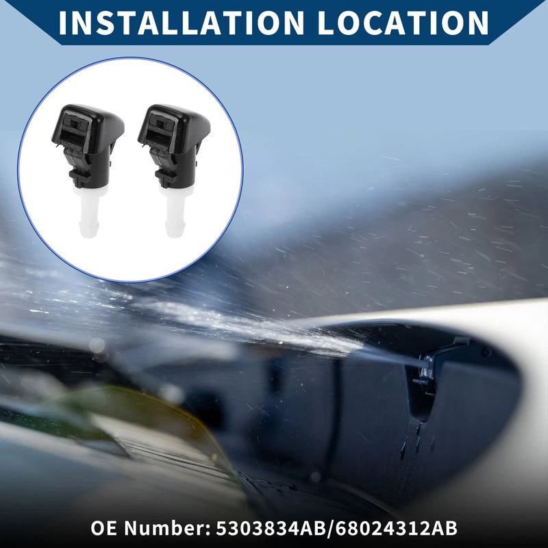 Jeep Patriot (2007-2017) Black White 2 x Front Windshield Washer Nozzles