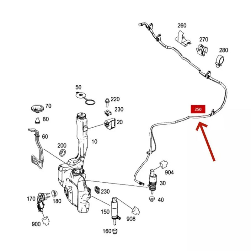 Mercedes-Benz C-Class W204 and S-Class Washer Nozzle Hose (2007–2014)