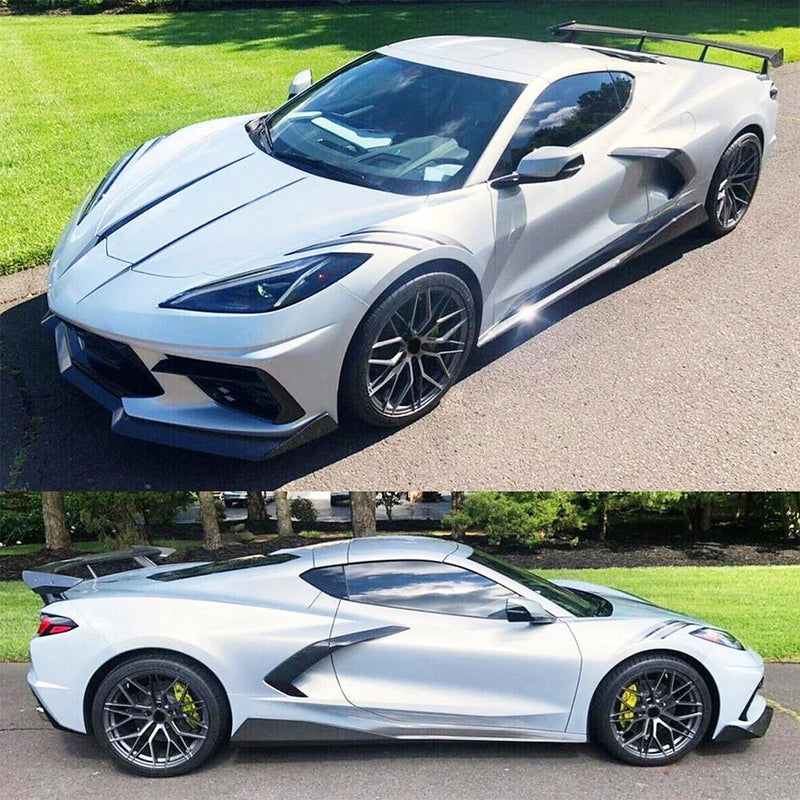 Corvette C8 5VM Style Side Skirts Extension Panel Lip Gloss Black (2020-2023)