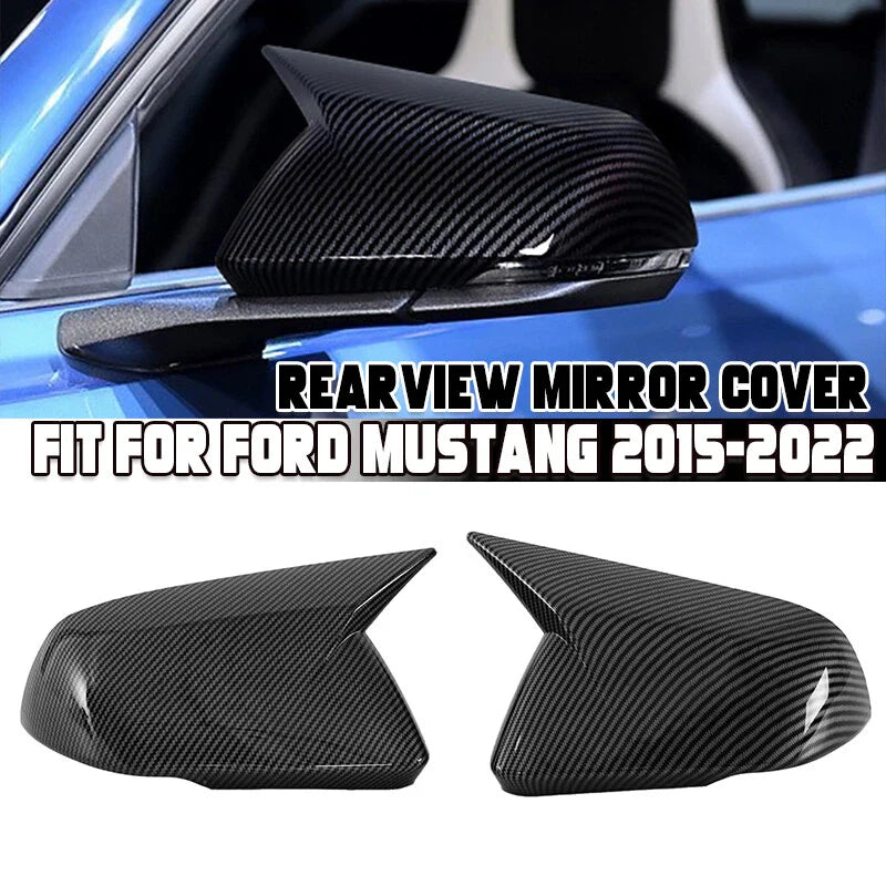 Ford Mustang with LED Signal Carbon Style Horn Mirror Cover (2015-2022)