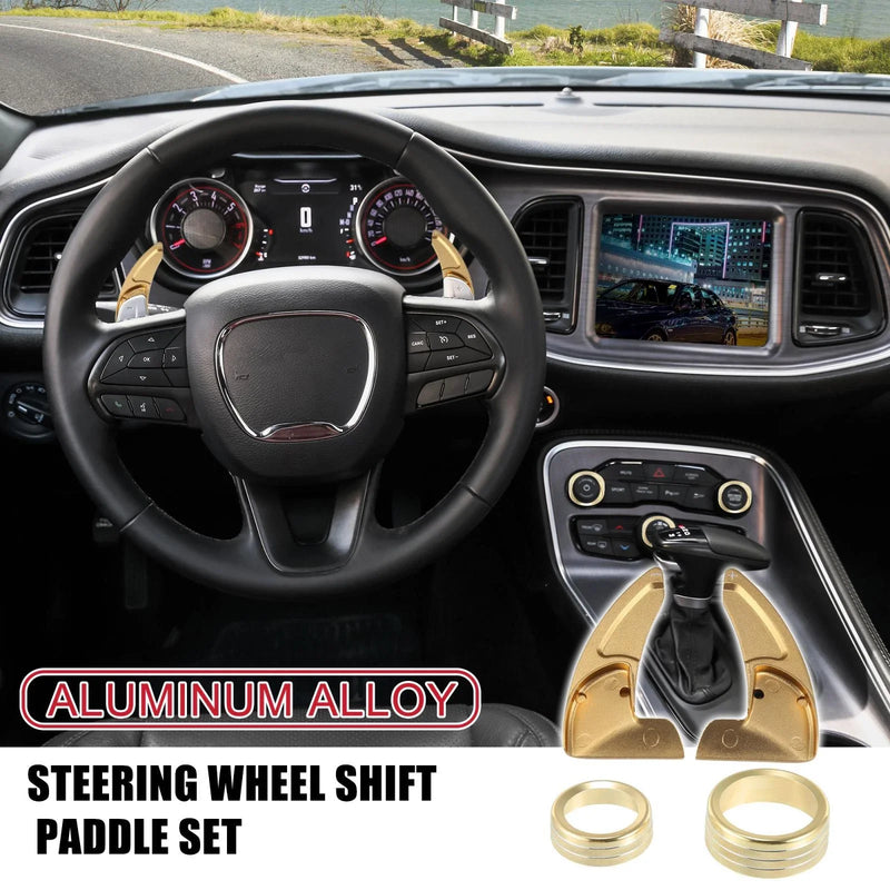 Dodge Charger Gold Tone Inner Paddle Shifter AC Volume Knob Cover Ring