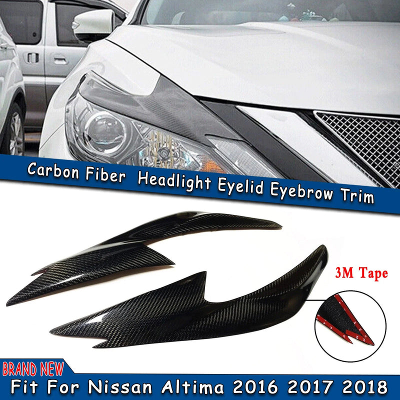 Nissan Altima 2 x Carbon Fiber Front Headlamps Light Brow Covers (2016-2018)