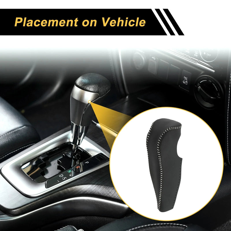 Honda Civic 2006-2011 Black Gray Faux Leather Car Gear Shift Knob Cover