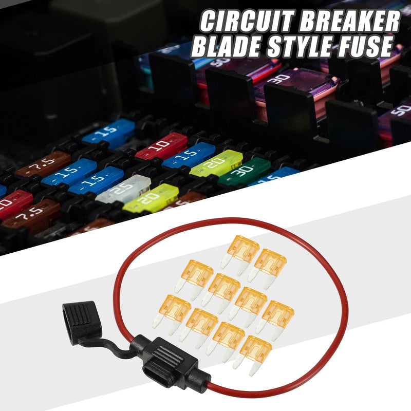 Car 5A Mini Blade Style Fuse Set with 16 AWG Holder