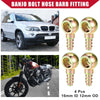 Car Motorcycle Metal 4 x Banjo Bolt Hose Barb Fitting 16mm ID 12mm OD