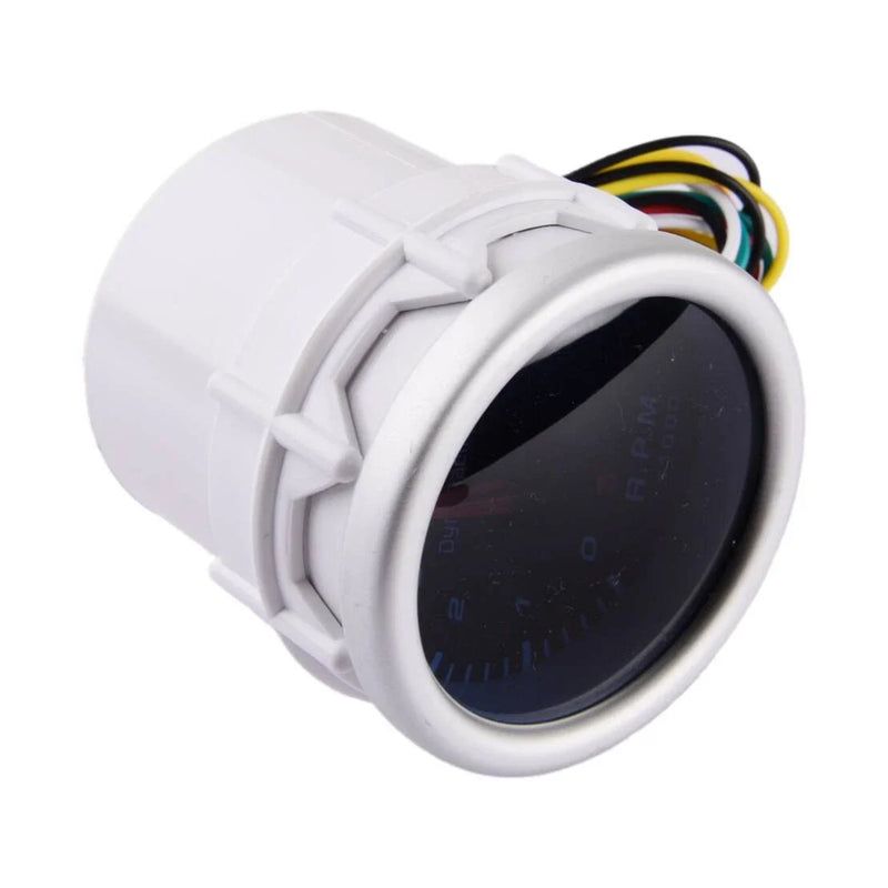 Car (0-8000 RPM) Black Face 2" 52mm 12V White LED Tachometer Gauge