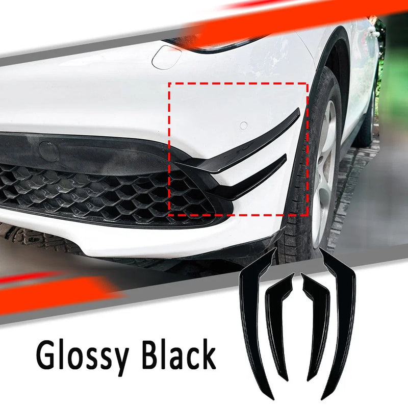Alfa Romeo Stelvio Gloss Black Front Bumper Fin Canards Splitter (17–25)
