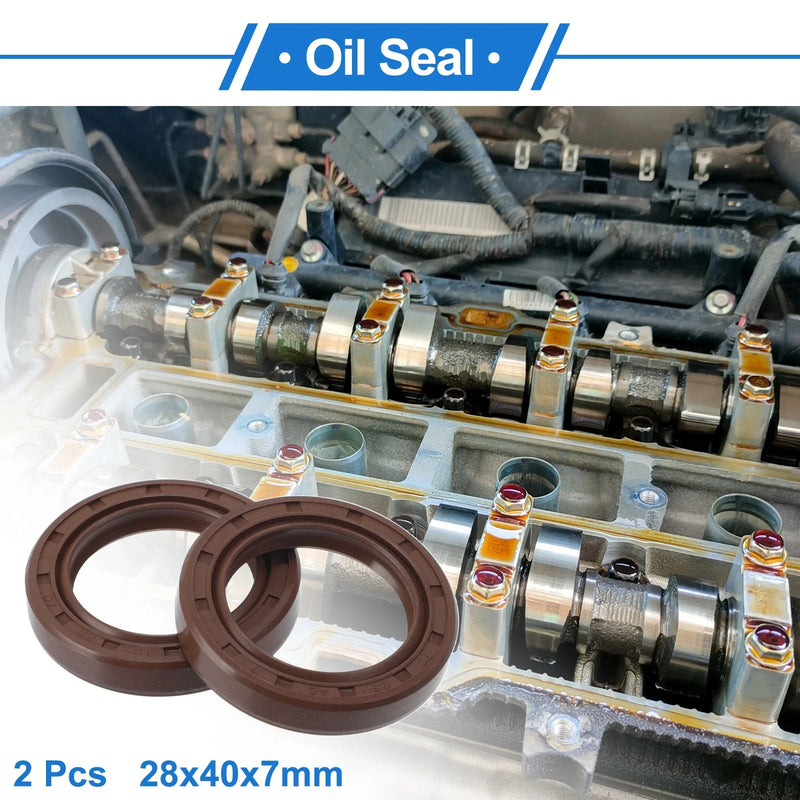Oil Seal Rotary Shaft Seal FKM Rubber 28x40x7mm Brown 2 x Pcs