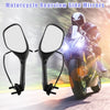 Pair Motorcycle Rearview Side Mirrors with LED Turn Signals Lights Black Clear