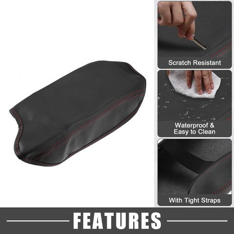 Ford Ranger (2019-2021) Black Red Stitch Car Center Console Armrest Cover