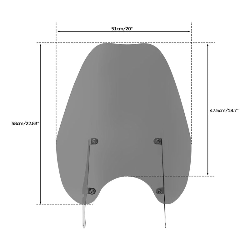 Harley Sportster XL 883 1200 Smoke Windshield & 39mm Clamps (2018-2024)