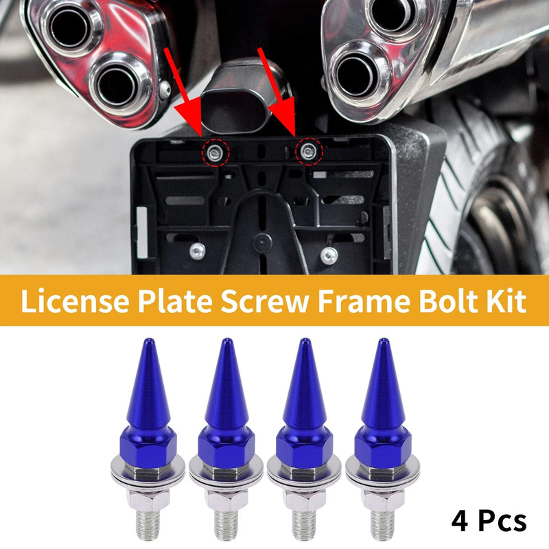 Universal Motorcycle M6 License Plate Screws Cover 54mm Aluminum Blue 4 x