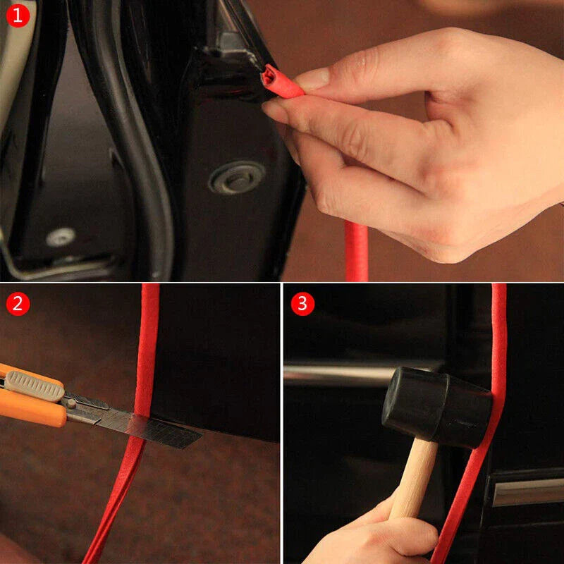 Rubber Red Car Door Trim Edge Lock Guard Seal Strip Protector