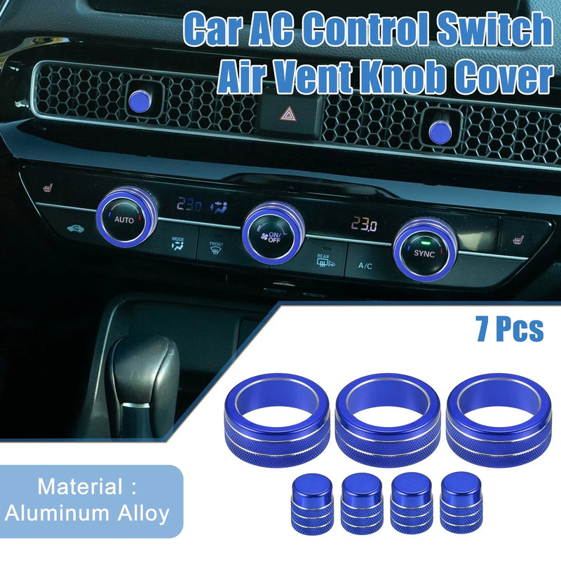 Honda Civic (2022-2023) Blue 7 x AC Control Switch Air Vent Knob Covers