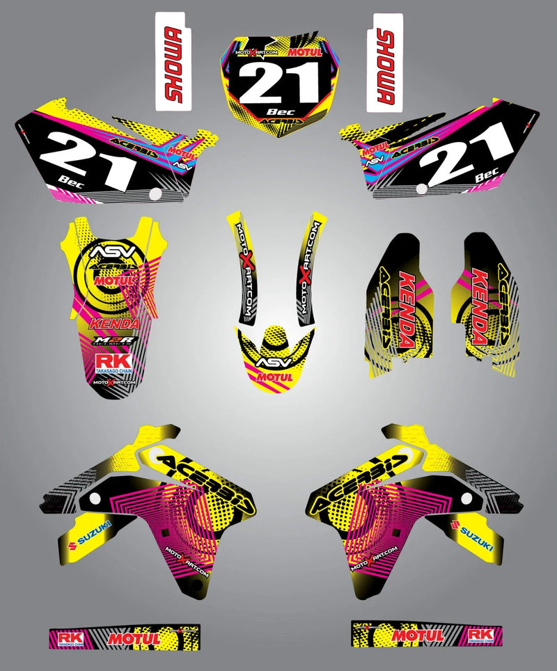 Suzuki RMZ 450 (2005-2006) Neon Stickers Decals Custom Graphic Kit