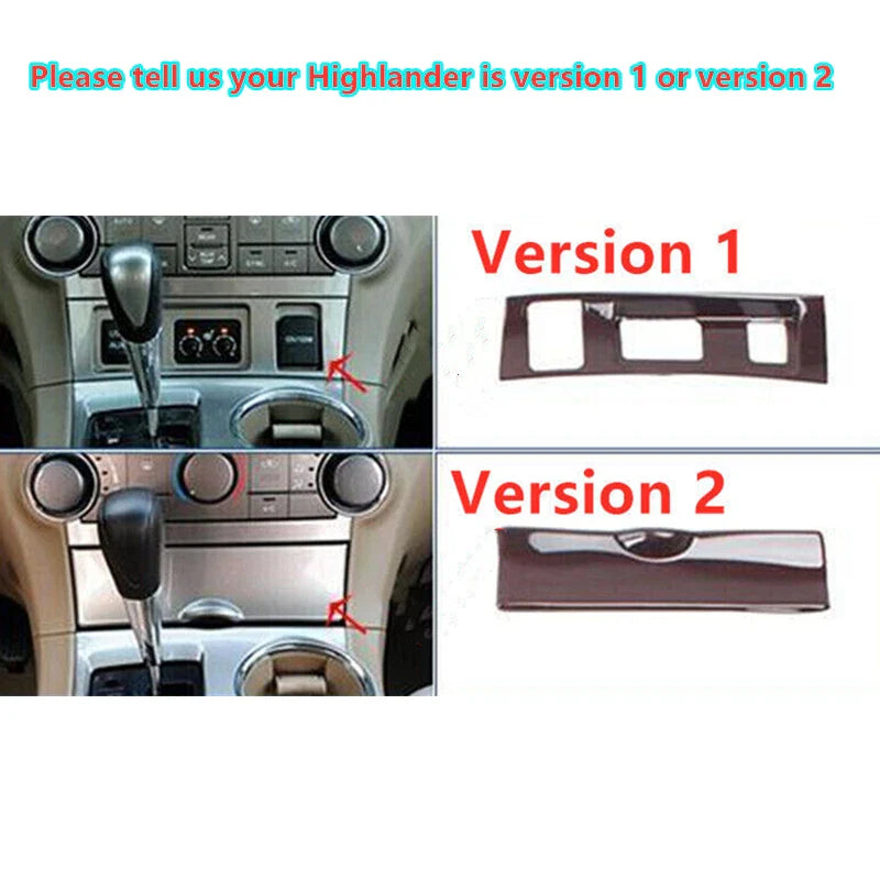 Toyota Highlander Wood Grain Carbon Console Panel Trim Cover (2008–2013)