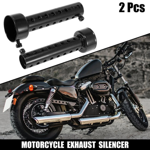 Universal Motorcycle 2 x 42mm Exhaust Silencer Muffler Pipe Black