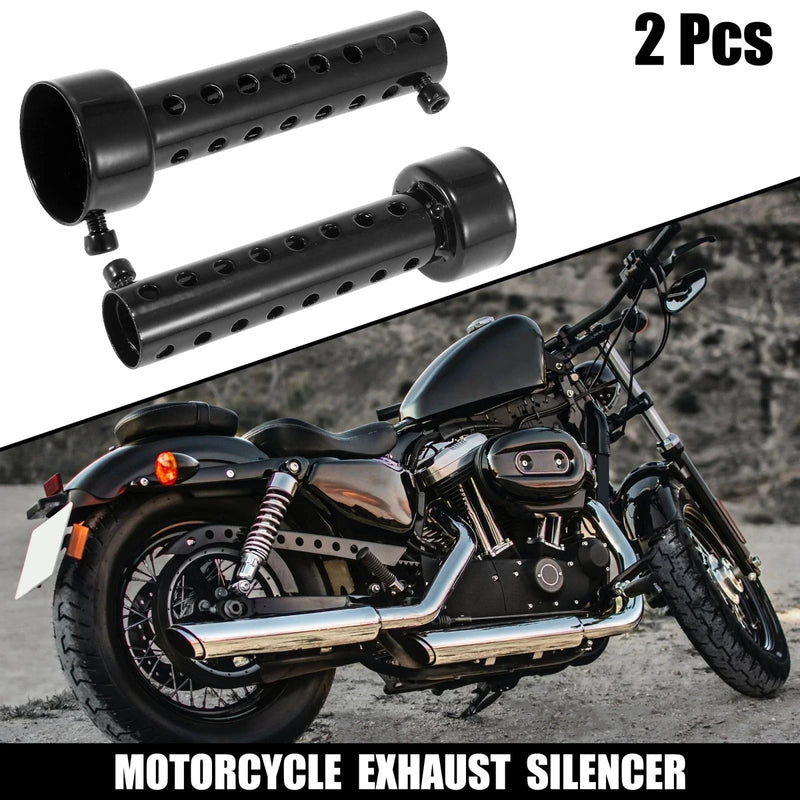 Universal Motorcycle 2 x 42mm Exhaust Silencer Muffler Pipe Black