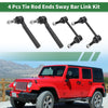 Jeep 4 Pcs Front Suspension Kit Outer Tie Rod Ends Sway Bar Link