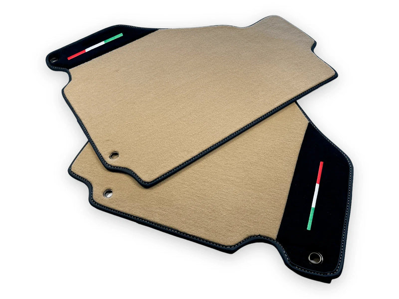 Ferrari 360 Modena with Carbon Fiber Leather Beige Floor Mats Set (1999-2005)