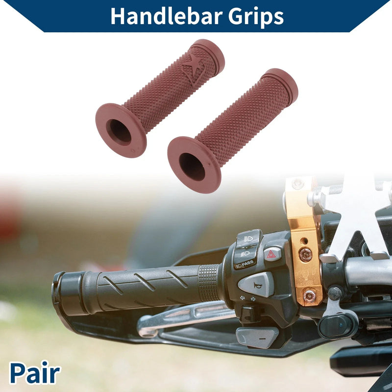 Motorcycle 7/8" 22mm Hand Grips Cover Rubber Deep Brown