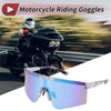 Motorcycle Riding Goggles Blue Lens Black White Frame Tri-acetel Cellulose PC