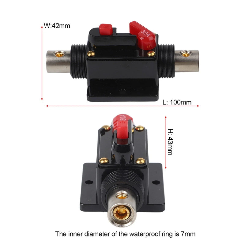 Car & Marine Applications 2 x Circuit Breaker 30A Resettable Fuse
