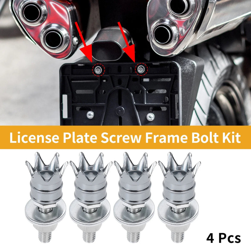 Universal Motorcycle M6 License Plate Screws Cover 40mm 4Pcs Titanium Tone