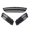 BMW 3 Series E90 E91 Black Front Lower Bumper Grilles Cover Set (2006-2008)