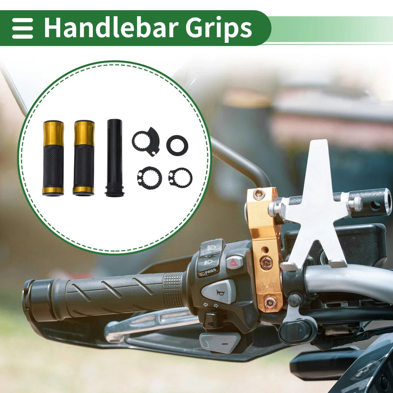 Motorcycle Handlebar Covers Kit 7/8 22mm Hand Grips Gold Tone Rhombus