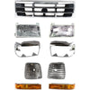 Grille Assembly Headlight Kit For 1992-1996 Ford F-150