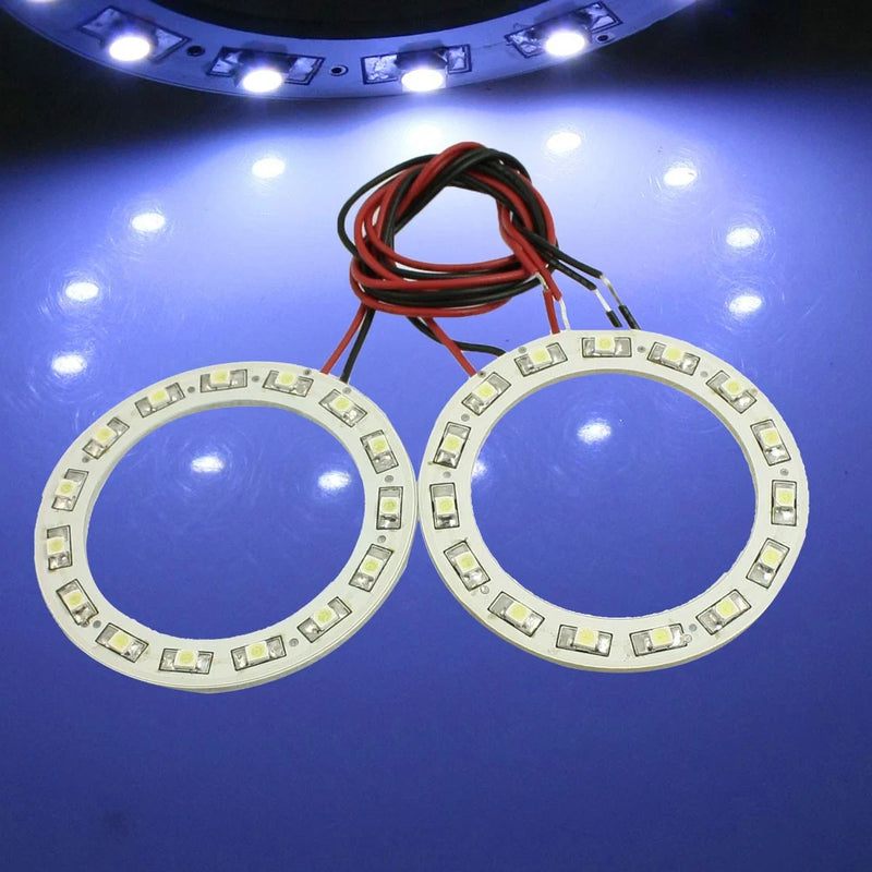 Car Auto Motorcycle 15 LED Ring Light White 60mm 2 Pcs