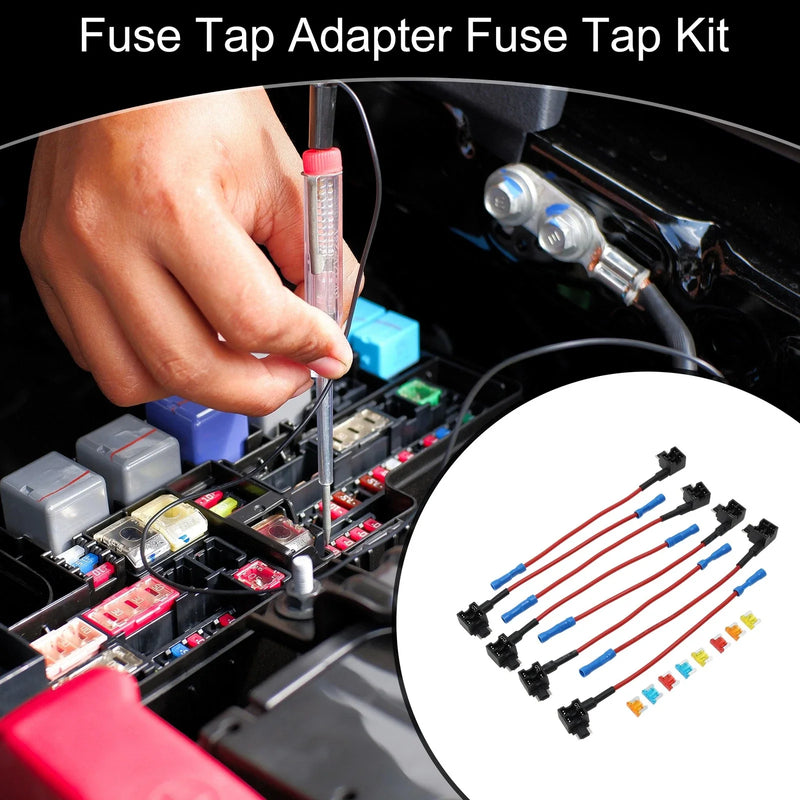 DC 32V Mini Fuse Tap Adapter w/ 8 x 5A, 10A, 15A, 20A Blade Fuses