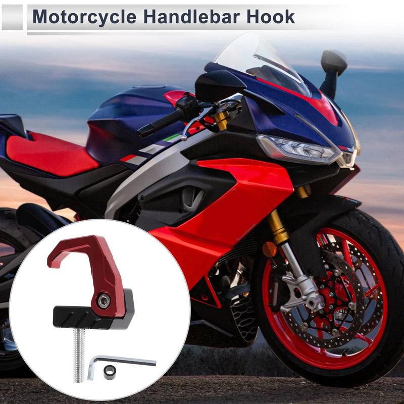 Square W/ Fingerprint Motorcycle Hanging Hook 1 Set Red Black 42mm Length