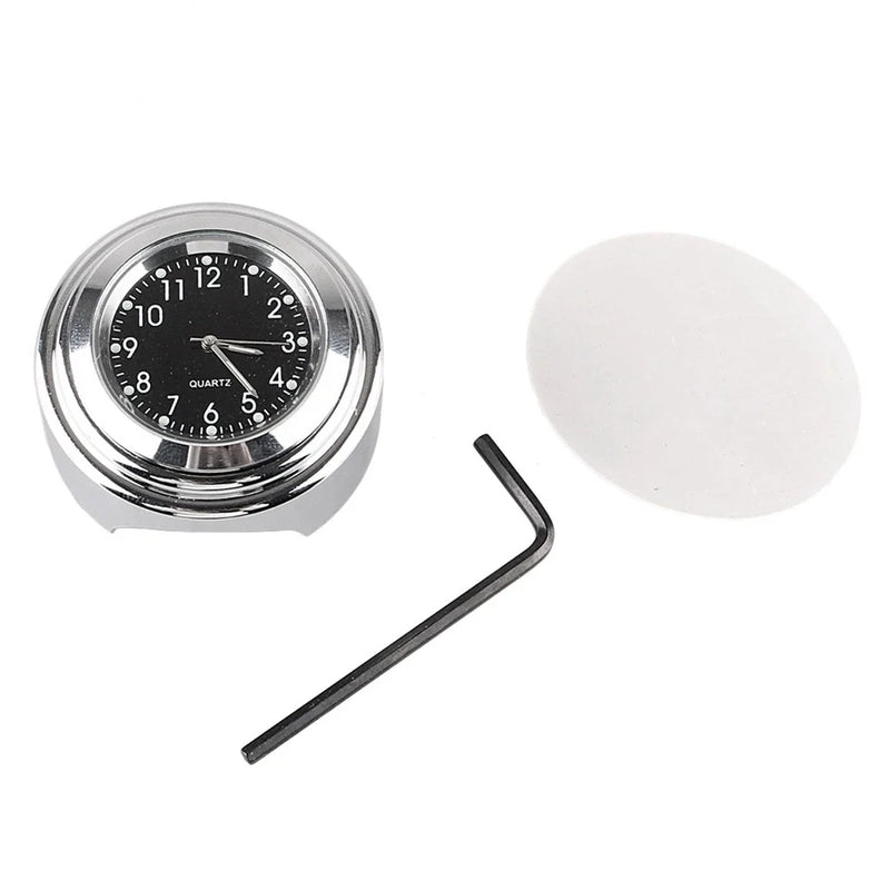 Motorcycle Handlebar - Silver 1x 7/8" Digital Clock Time Gauge