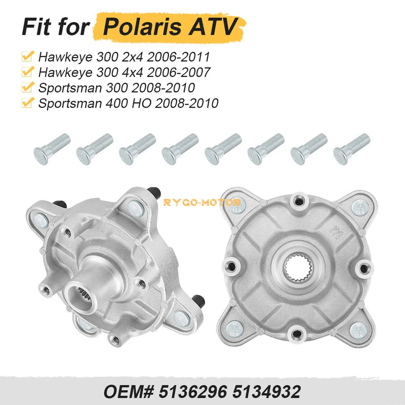 Polaris Sportsman 300 400 4x4 2 x Front Wheel Hub & Studs (2008–2010)