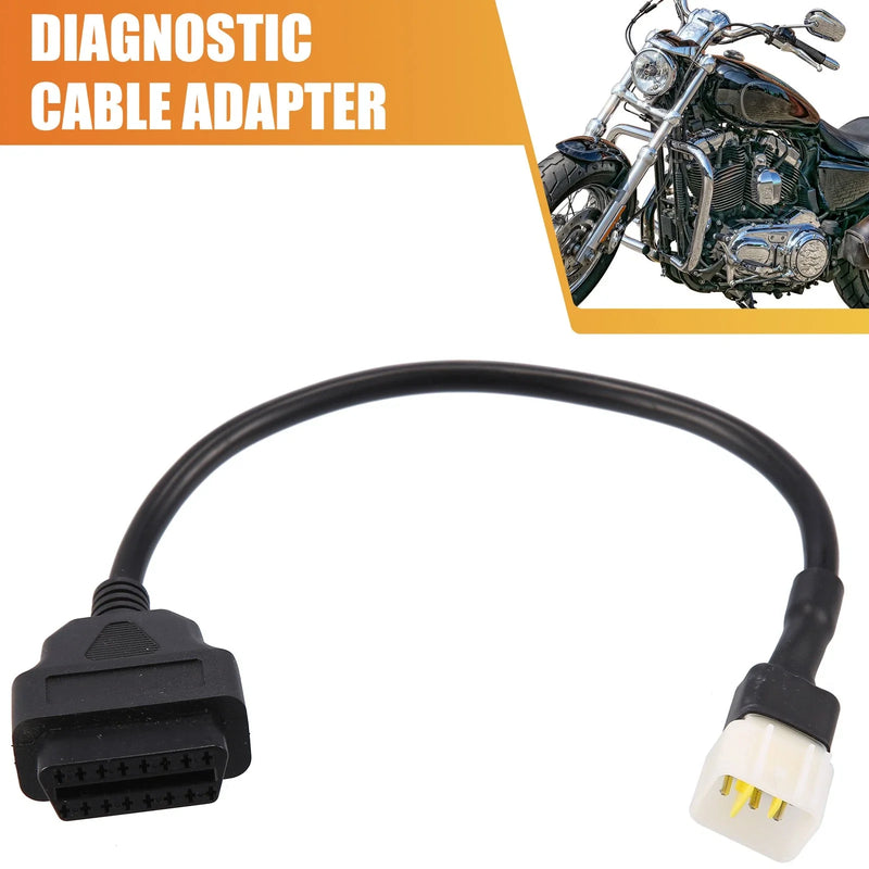 Motorbike 6 Pin to OBDII Cable / 36.6cm 1.2ft / OBDII Diagnostic Cable