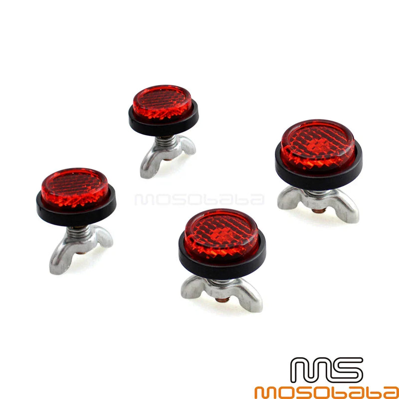 Universal Motorcycle License Plate 4 Pcs Red Reflectors (No Year Specified)